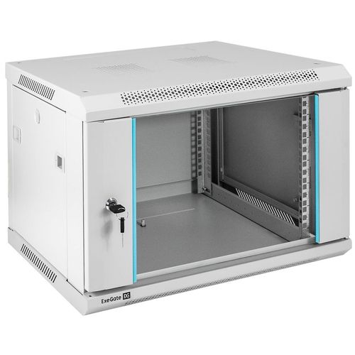 Шкаф коммутационный EXEGATE EC-WM-6U.450 EX298599RUS настенный, стеклянная передняя дверь, 6U, 600x370x450 мм