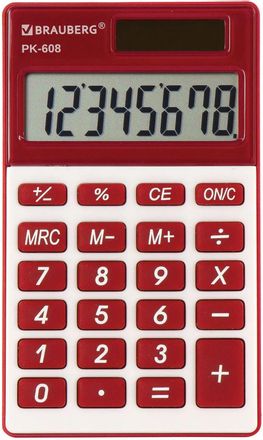 Калькулятор BRAUBERG PK-608-WR, 8-разрядный, бордовый