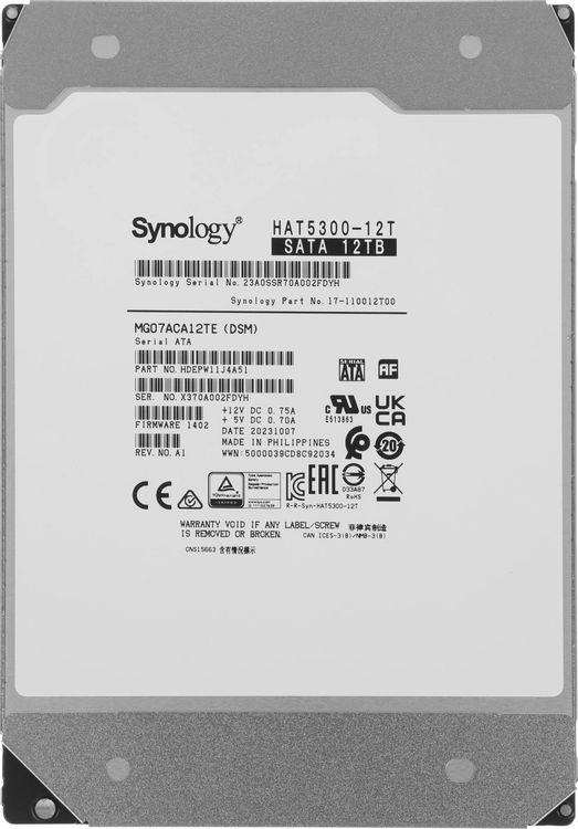 Жесткий диск SYNOLOGY HAT5300-12T 12ТБ SATA, 7200об/мин, 3.5