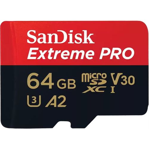 Карта памяти microSDXC UHS-I U3 Sandisk Extreme Pro 64 ГБ, 200 МБ/с, Class 10, SDSQXCU-064G-GN6MA, 1 шт., переходник SD