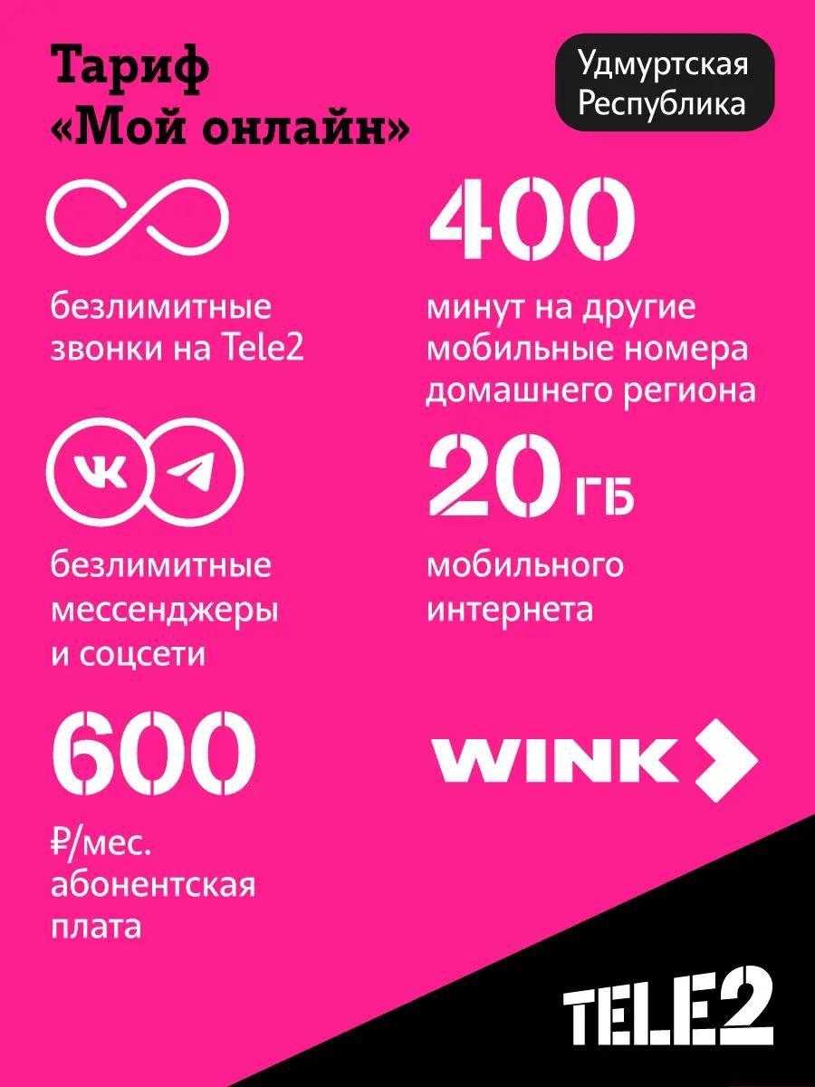 SIM-карта TELE2 Мой онлайн, Ижевск, с тарифным планом – купить в Ситилинк |  1411335