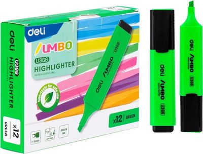Текстовыделитель Deli Jumbo EU366-GN,  скошенный наконечник,  линия 1-5 мм,  зеленый