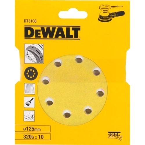 Круг шлифовальный 10 шт. DeWALT DT3108-QZ, 125мм, по дереву