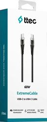 Кабель TTEC 2DK58S, USB Type-C (m) - USB Type-C (m), 1.2м, черный