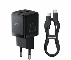 Изображение товара Сетевое зарядное устройство BASEUS Palm 20Вт USB-C и USB-A с кабелем