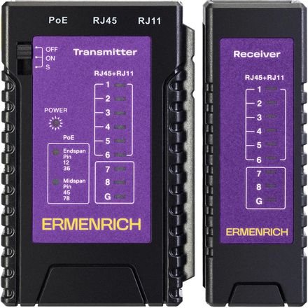 Кабельный тестер ERMENRICH NetGeeks NP10 фиолетовый, черный [85300]