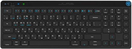 Клавиатура JLAB Jbuds KJBUDSKEYRBLK4, беспроводная, USB, Bluetooth/Радиоканал,  ножничная, заводское нанесение кириллицы, черный