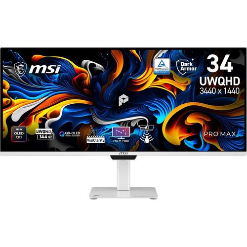 34″ Монитор MSI Max 341QPXW14G, 3440×1440, QD OLED, 144Гц, 2хHDMI, 1хDP, белый [9s6-3pfb9t-011]
