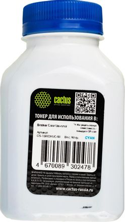 Тонер Cactus CS-TBRCHUC-60,  для Brother Color Universal TN-230/241/213/217/320/421,  голубой, 60грамм, флакон