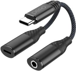 Изображение товара Переходник PERO AD11, USB Type-C (m) - USB Type-C (f)/Jack 3.5 (f), 0.1м, черный Изображение товара Переходник PERO AD11, USB Type-C (m) - USB Type-C (f)/Jack 3.5 (f), 0.1м, черный
