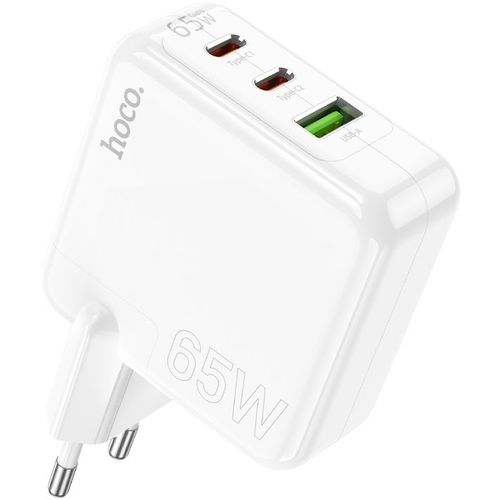 Сетевое зарядное устройство Hoco C115A Header PD65W three-port(2C1A) charger(EU), USB-A, 2xUSB-C, 65Вт, 3.25A, белый [98312]