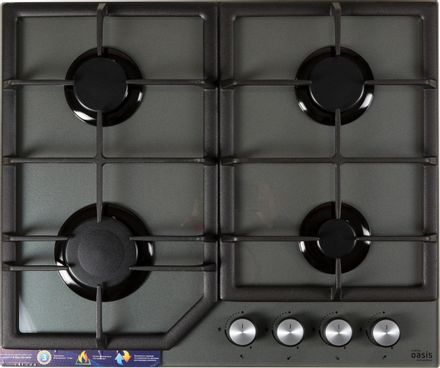 Газовая варочная панель OASIS P-GG (F), 4 конфорки, закаленное стекло, серый