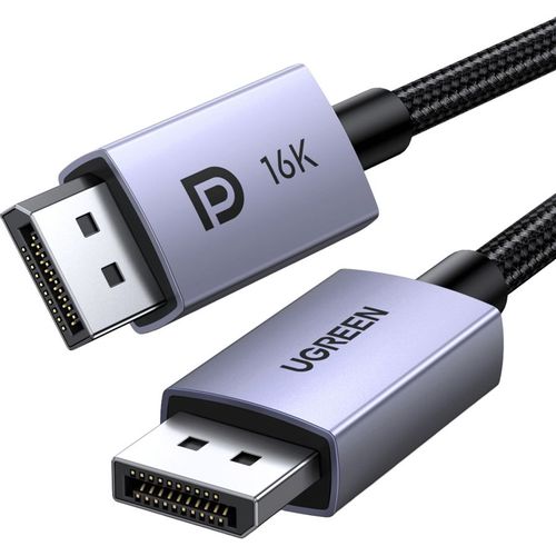 Кабель UGREEN DP118, DisplayPort (m) (прямой) - DisplayPort (m) (прямой), ферритовый фильтр , круглое, 1м, коробка, серый [15383]