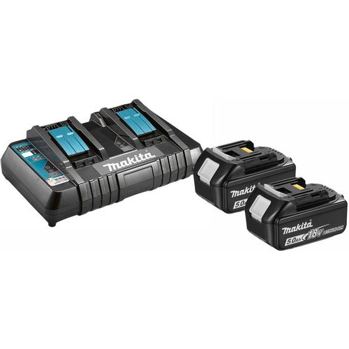 Батарея аккумуляторная Makita BL1850Bx2 LXT, 18В, 5Ач, Li-Ion, ЗУ в комплекте [191l75-3]
