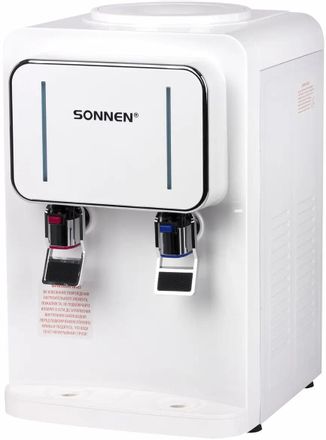 Кулер SONNEN TSE-02W, настольный, электронный, push - кран, белый/белый [456173]