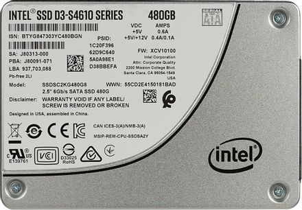 SSD накопитель Intel DC D3-S4610 SSDSC2KG480G801 480ГБ, 2.5", SATA III,  SATA [ssdsc2kg480g801 963346]