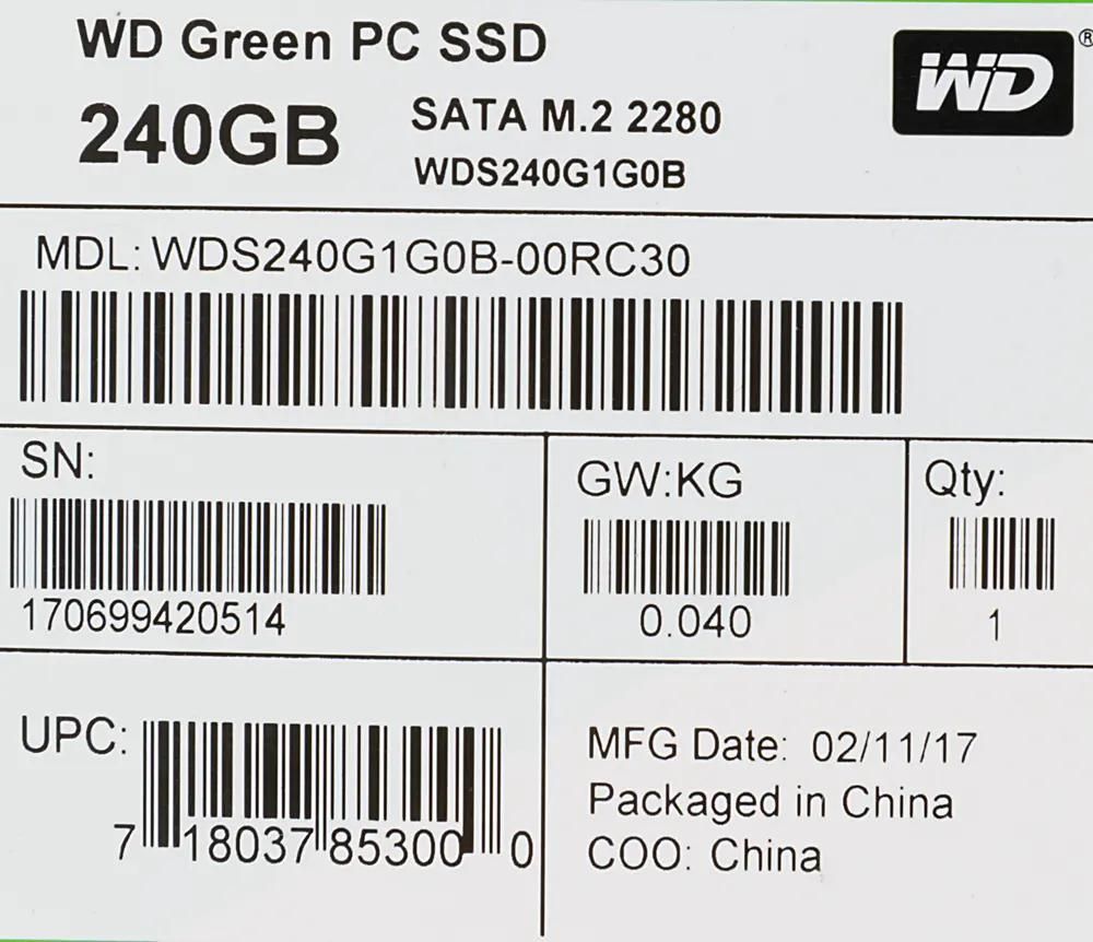 SSD WD Green WDS240G1G0B 240 M.2 2280 SATA III 416268