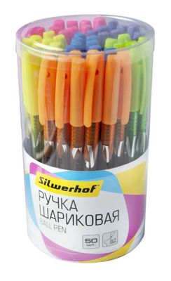 Ручка шариков. Silwerhof Slim bright d=0.7мм чернила син. сменный ...