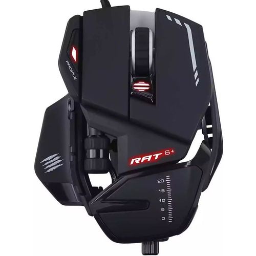 Мышь проводная MAD CATZ R.A.T.6+, игровая, оптическая, USB, 12000dpi, черный [mr04dcinbl000-0]