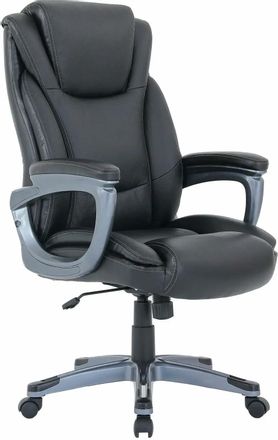 Кресло BRABIX EX-552, кожа, до 120кг, топ-ган, пластиковые подлокотники,  черный