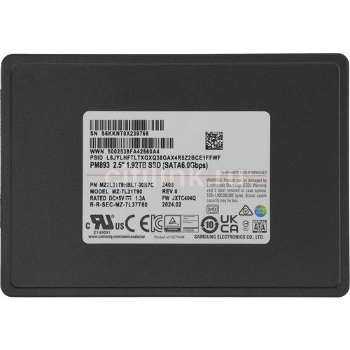 SSD накопитель 1920 ГБ Samsung PM893, SATA III, [MZ7L31T9HBLT-00B7C]