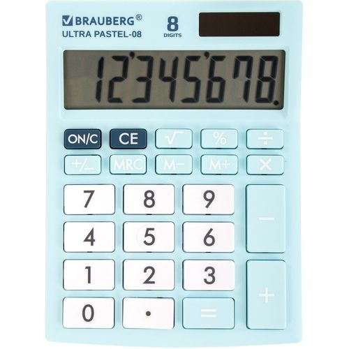 Калькулятор BRAUBERG Ultra, Pastel-08-Lb, 8-разрядный, голубой