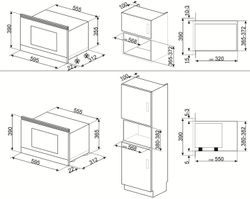 Встраиваемая микроволновая печь SMEG Cortina MP722AO, 22л, 850Вт, антрацит