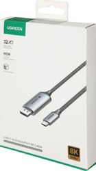 Кабель UGREEN CM556,  USB Type-C (m) (прямой) -  DisplayPort (m) (прямой),  серый