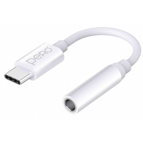 Переходник PERO AD09, USB Type-C (m) - Jack 3.5 (f), 0.1м, белый