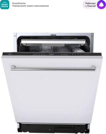 Встраиваемая посудомоечная машина Midea MID60S350i, полноразмерная, ширина 59.8см, полновстраиваемая, загрузка 14 комплектов