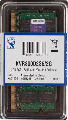 Оперативная память Kingston Valueram KVR800D2S6/2G DDR2 -  1x 2ГБ 800МГц, для ноутбуков (SO-DIMM),  Ret
