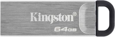 Флешка USB Kingston DataTraveler Kyson 64ГБ, USB3.2, серебристый и черный [dtkn/64gb]