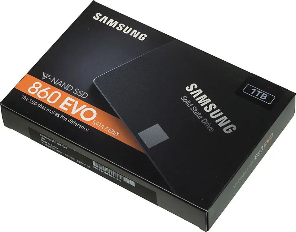 SSD накопитель Samsung 860 EVO MZ-76E1T0BW 1ТБ, 2.5