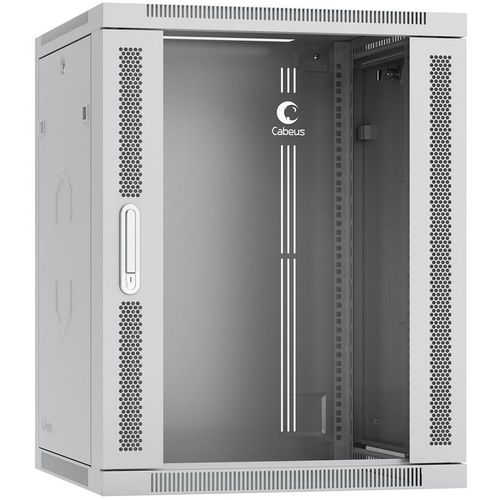 Шкаф коммутационный CABEUS SH-05F-15U60/60-R настенный, стеклянная передняя дверь, 15U, 600x769x600 мм