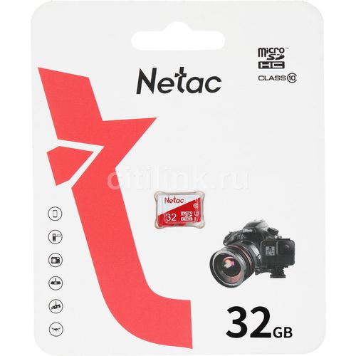 Карта памяти microSDHC UHS-I U1 NETAC P500 Eco 32 ГБ, 80 МБ/с, Class 10, NT02P500ECO-032G-S, 1 шт., без адаптера