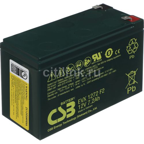 Аккумуляторная батарея CSB EVX1272 F2 для ИБП, 12В, 7.2Ач