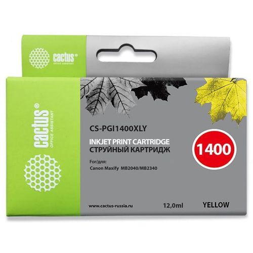 Картридж Cactus CS-PGI1400XLY, PGI-1400, желтый пигментный / CS-PGI1400XLY