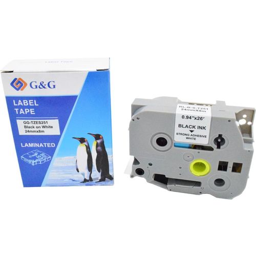Картридж G&G GG-TZES251, 24мм, черный шрифт, белый фон, 8м, GG-TZES251