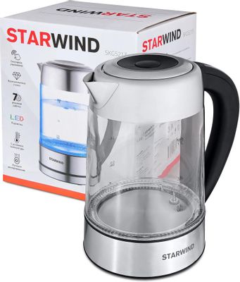 Чайник электрический StarWind SKG5213, 2200Вт, черный и серебристый ...