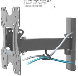 Кронштейн для телевизора Kromax OPTIMA-413, 20-55", настенный, поворотно-выдвижной и наклонный, черный