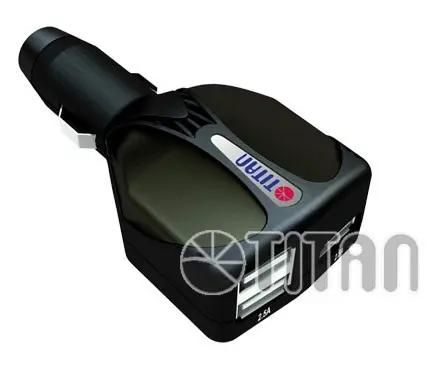 Автомобильное зарядное устройство Titan HW-25EC (BG),  3xUSB,  5A,  черный