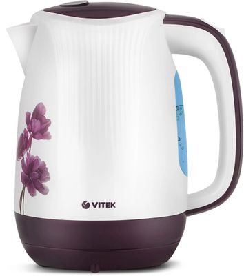 Чайник электрический Vitek VT-7061, 2200Вт, белый с узором и фиолетовый