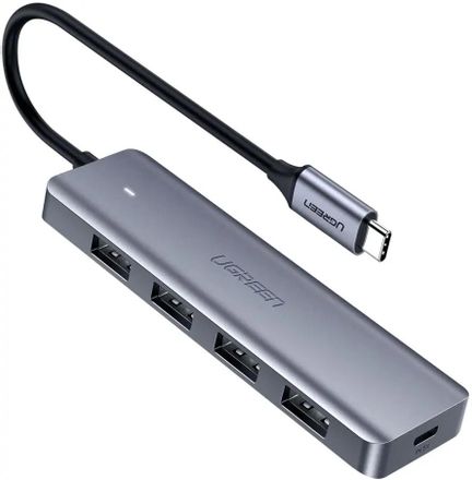 Порт-репликатор UGREEN CM219,  USB Type-C,  4хUSB 3.0,  серый [70336]