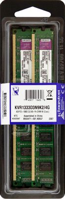Оперативная память Kingston Valueram KVR1333D3N9K2/4G DDR3 -  2x 2ГБ 1333МГц, DIMM,  Ret