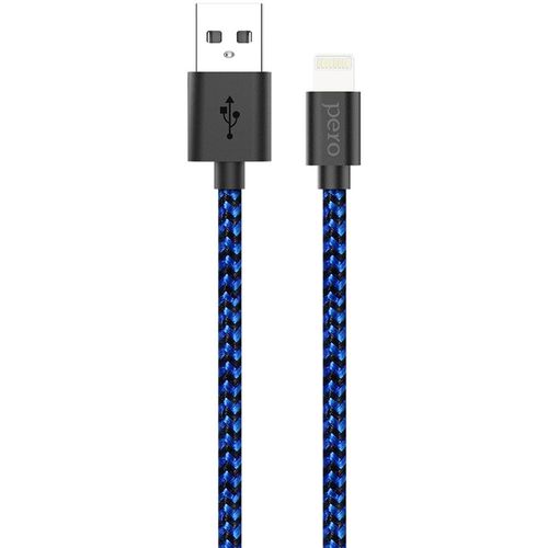 Кабель PERO DC-04, Lightning (m) — USB (m), 1м, синий / черный [prdc-048p2mbb]