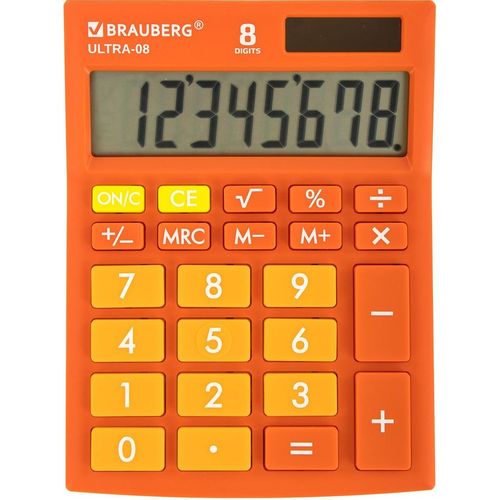 Калькулятор BRAUBERG Ultra, 8-разрядный, оранжевый