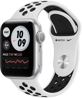 Смарт-часы Apple Watch Series 6 Nike,  40мм,  серебристый / чистая платина/черный [m00t3ru/a]