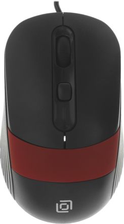 Мышь проводная Oklick 310M, оптическая, USB, 2400dpi, черный и красный [1869102]