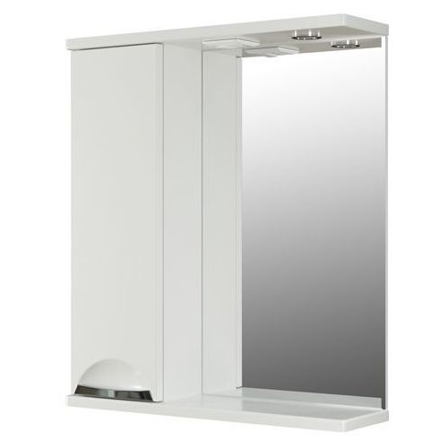 Шкаф MIXLINE Этьен 60 левый с подсветкой, с зеркалом, подвесной, 600х692х190 мм, белый [542407] MIXLINE