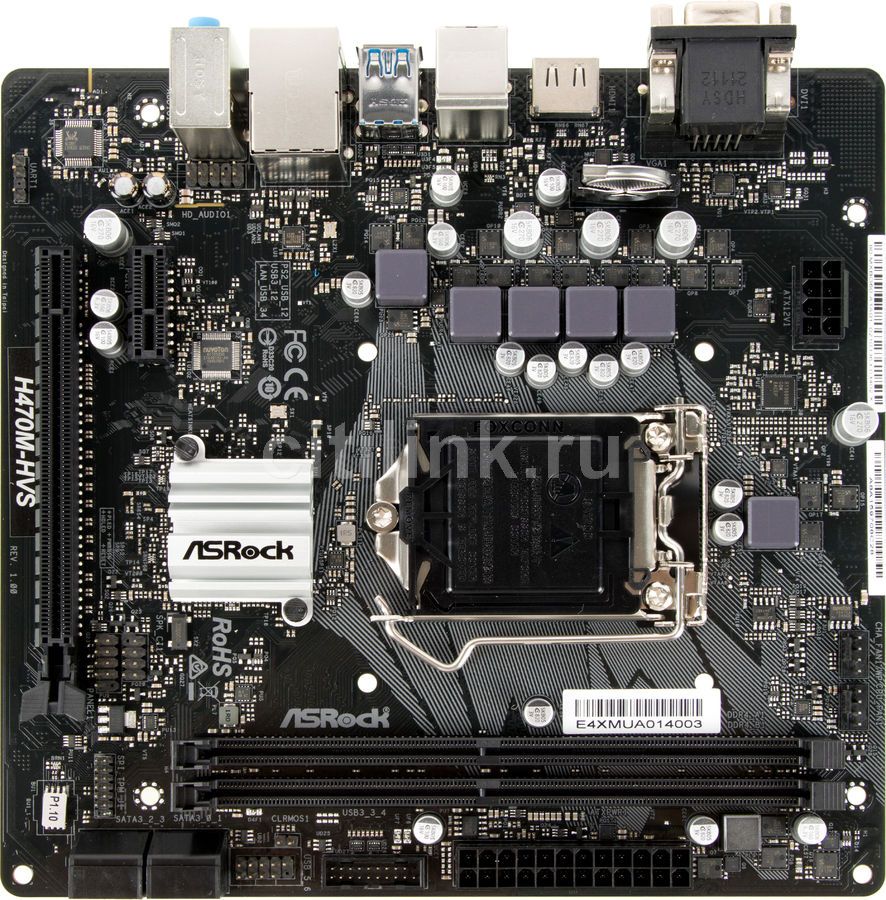 Характеристики Материнская плата ASROCK H470M-HVS, LGA 1200, Intel H470 ...